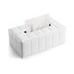 Leather Tissue Box Holder Rectangular Tissue Dispenser for Living Room Home - White