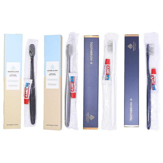 Star Hotel Toiletries Toothbrush and Toothpaste Set for Guesthouse Travel Use - B