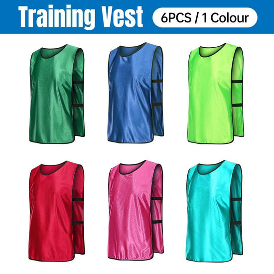 6X Sports Training Bibs Soccer Vests Group Team Bibs Basketball Cricket Football - Red-M