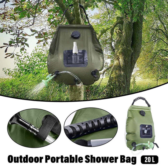 20L Camp Shower Bag Solar Heat Water Pipe Portable Camping Hiking Travel Outdoor