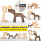 Handmade Wooden Statue Sitting Family and Dog Craft Home Decor - B04