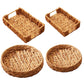 2pcs Rattan Fruit Tray Decorative Storage Trays Multipurpose Shelving Organizer - Circle