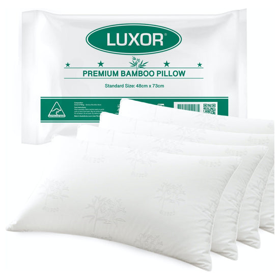 Luxor Australian Made Bamboo Cooling Pillow Standard Size Four Pack