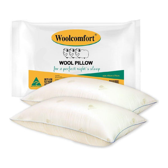 Woolcomfort Aus Made Natural Health Wool Pillow Twin Pack