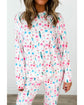 White Christmas Pattern Long Sleeve Top and Wide Leg Pants Set - L