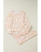 Apricot Christmas Tree Print Loose Fit Two Piece Pajama Set - M