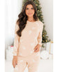 Apricot Christmas Tree Print Loose Fit Two Piece Pajama Set - XL