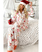 White Christmas Pattern Long Sleeve Shirt and Pants Pajama Set - M
