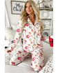 White Christmas Pattern Long Sleeve Shirt and Pants Pajama Set - M