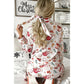 White Christmas Pattern Long Sleeve Shirt and Pants Pajama Set - XL