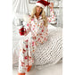 White Christmas Pattern Long Sleeve Shirt and Pants Pajama Set - XL