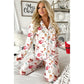 White Christmas Pattern Long Sleeve Shirt and Pants Pajama Set - XL