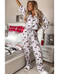White Christmas Printed Shirt and Pants Pajama Set - L