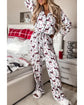 White Christmas Printed Shirt and Pants Pajama Set - M