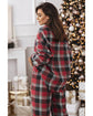 Red Christmas Checkered Pattern Loose Shirt and Pants Lounge Set - L