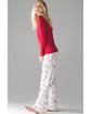 Red Solid Top and Christmas Pants Two Piece Lounge Set - XL