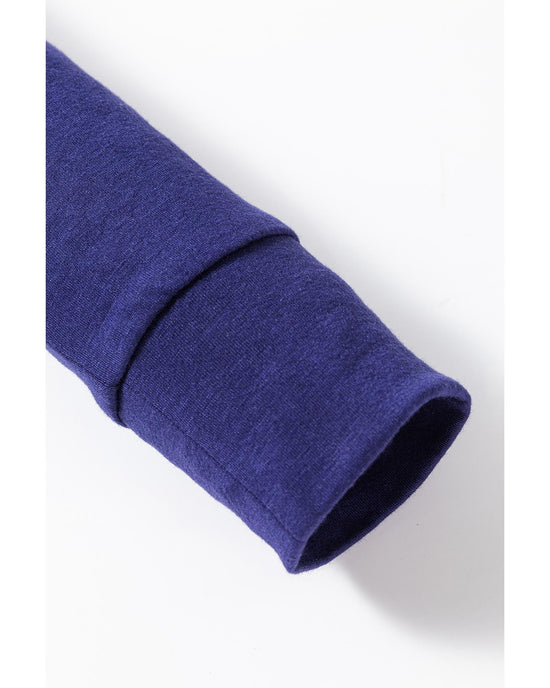 Blue Solid Top and Christmas Pants Two Piece Lounge Set - L