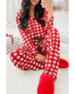 Fiery Red Christmas Plaid Print Shirt and Pants Pajama Set - L