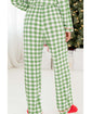 Light Green Christmas Plaid Print Shirt and Pants Pajama Set - L