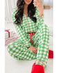 Light Green Christmas Plaid Print Shirt and Pants Pajama Set - XL