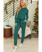 Green Christmas Candy Cane Printed Top and Pants Lounge Set - L