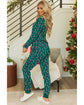 Green Christmas Candy Cane Printed Top and Pants Lounge Set - XL