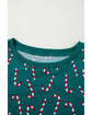 Green Christmas Candy Cane Printed Top and Pants Lounge Set - XL