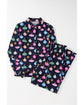 Navy Blue Colorful Christmas Lights Print Shirt and Pants Pajama Set - M
