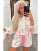 Azura Exchange White Christmas Wine Glass Print Bow Knot Two Piece Pajama Set - M