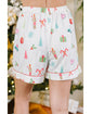 White Christmas Print Short Sleeve Shirt and Shorts Pajama Set - L