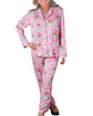 Pink Santa Claus Snowflake Long Sleeve Shirt Christmas Pajama Set - M