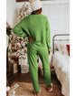 Spinach Green Sequin Christmas Stockings Graphic Two Piece Lounge Set - S