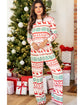 Bright White Christmas Print Pullover and Pants Lounge Set - L
