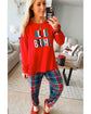 Multicolor ALL IS BRIGHT Graphic Christmas Plaid Pajamas Set - L