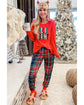 Multicolor ALL IS BRIGHT Graphic Christmas Plaid Pajamas Set - XL