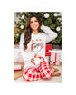 Multicolor Christmas Claus Graphic Top Plaid Pants Lounge Set - L