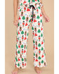 White Printed Christmas Pattern Buttoned Two Piece Sleepwear - L