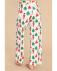 White Printed Christmas Pattern Buttoned Two Piece Sleepwear - M