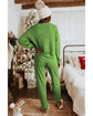 Spinach Green Sequined Christmas Cane Pattern Lounge Sweatsuit - L