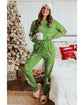 Spinach Green Sequined Christmas Cane Pattern Lounge Sweatsuit - L