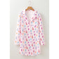 Pink Christmas Twinkle Tree Print Shirt Sleep Dress - L