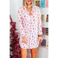 Pink Christmas Twinkle Tree Print Shirt Sleep Dress - S
