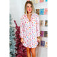 Pink Christmas Twinkle Tree Print Shirt Sleep Dress - S
