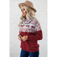 Azura Exchange Christmas Elk Print Cowl Neck Knit Top - S