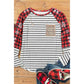 Azura Exchange Christmas Striped Patchwork Long Sleeve Top - M