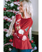 Red Sequined Christmas Favor Sleeve Casual Pullover - S