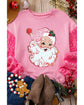 Pink Shiny Father Christmas Graphic Sequin Long Sleeve Top - M