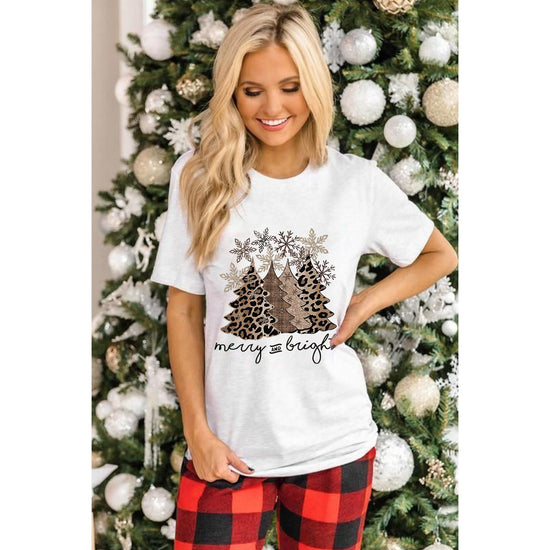 Azura Exchange Leopard Christmas Tree Graphic Print T-Shirt - L