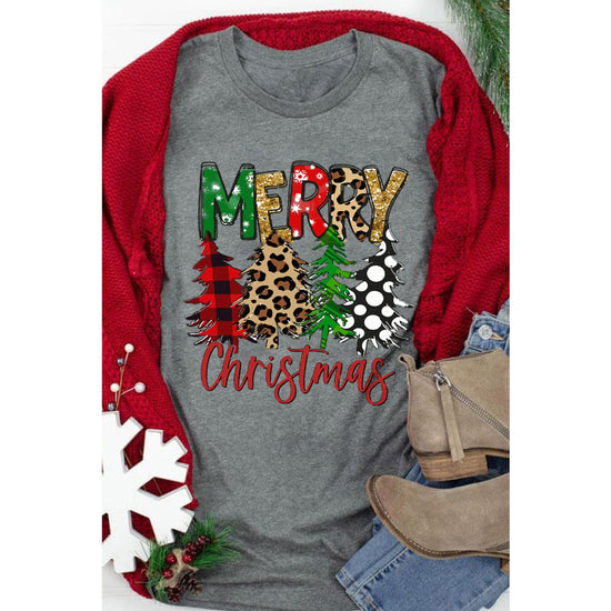 Azura Exchange Christmas Tree Pattern Crew Neck Graphic Tee - 2XL