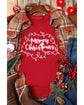 Red Merry Christmas Lights Print Crew Neck T Shirt - M